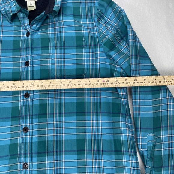 LL Bean Shacket Womens Large Blue White Plaid Fleece Lined Button Up Barn Chore - Picture 7 of 11
